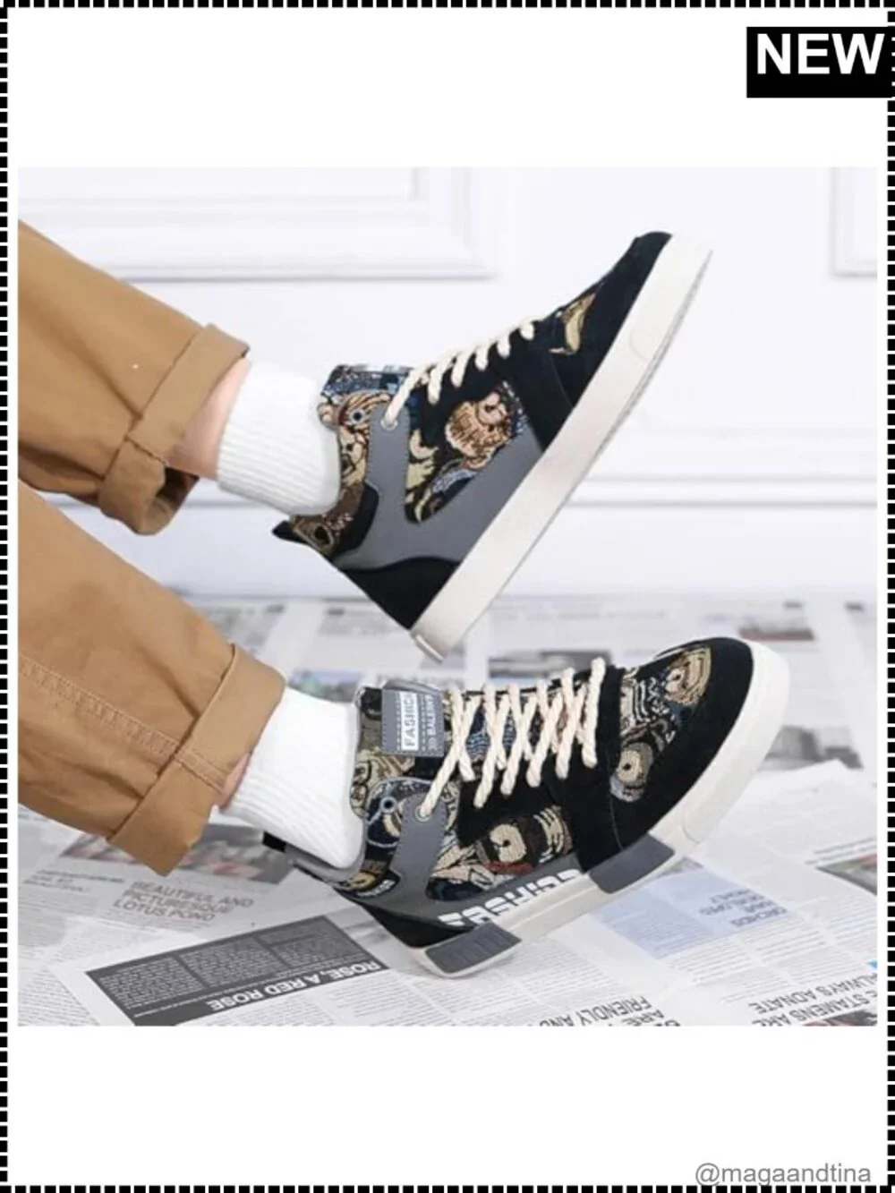 Men's High Top PU Skateboarding Sneakers Lace Up Athletic Shoes